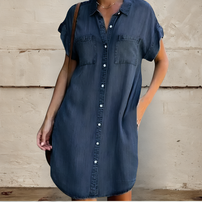 Sandra™ | Denim Short Sleeve Dress