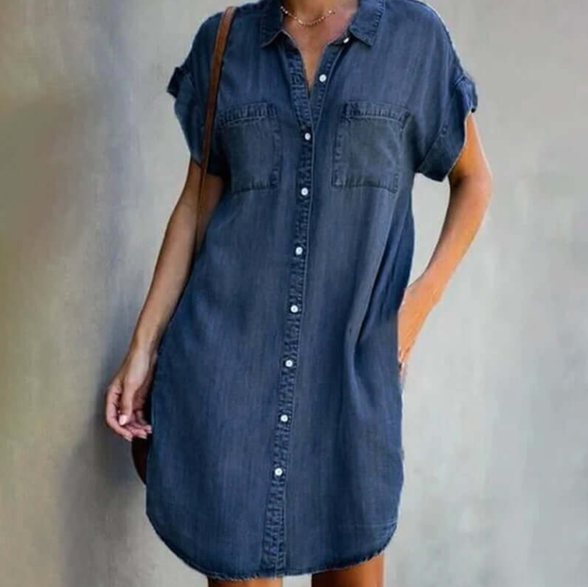 Sandra™ | Denim Short Sleeve Dress