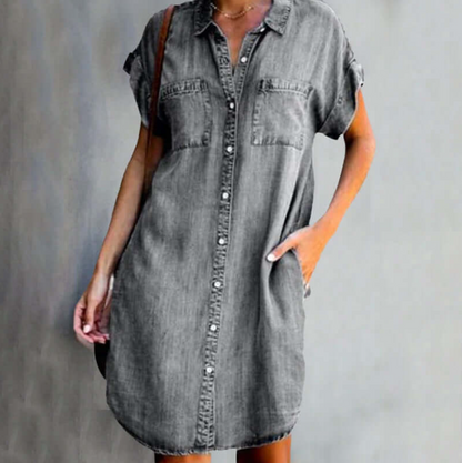 Sandra™ | Denim Short Sleeve Dress